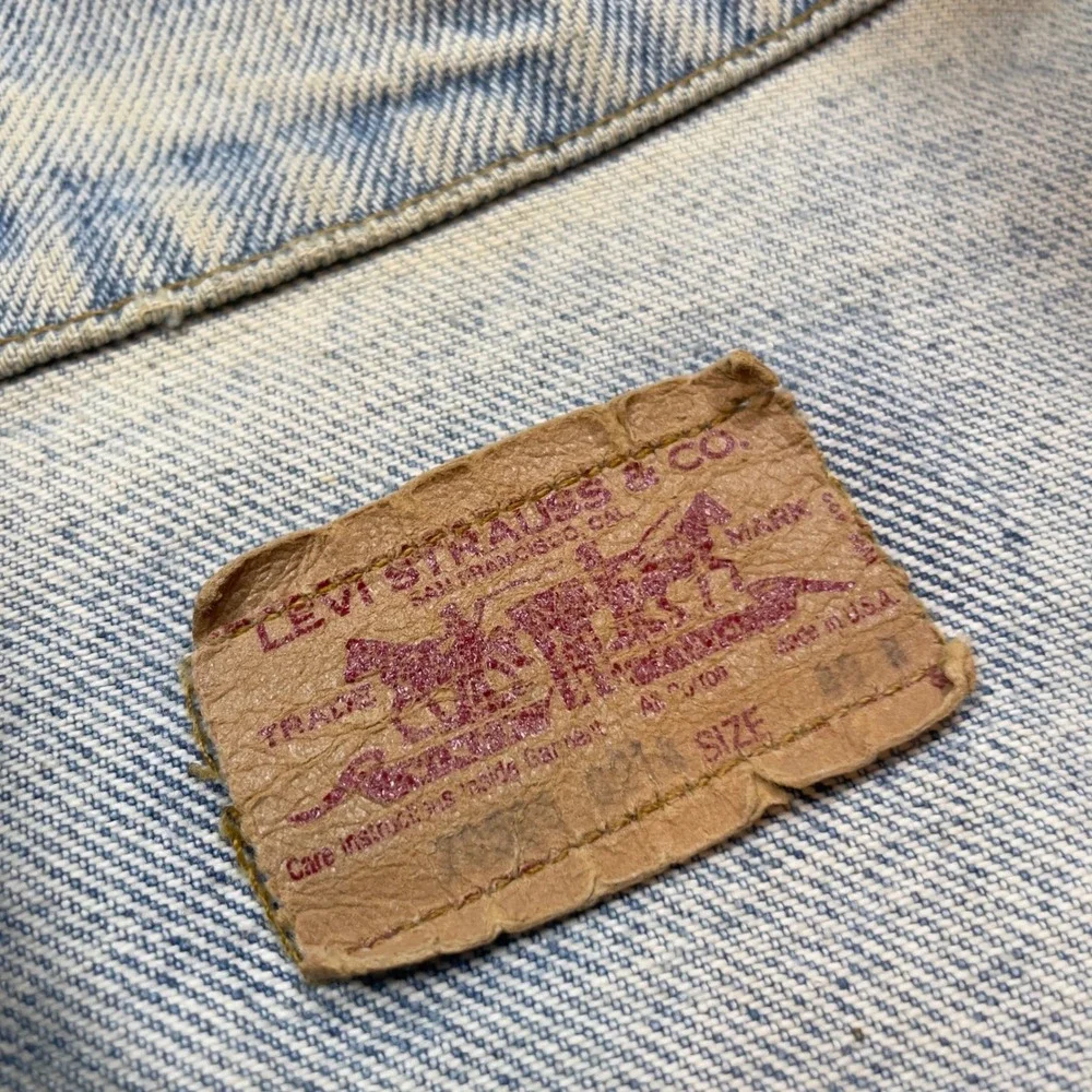 VTG 80s 90s Levis 70506 Denim Type 3 Trucker Jacket Distressed Faded Light USA - Picture 7 of 9